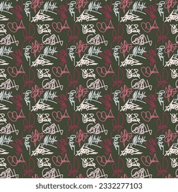 Chic abstract calligraphic seamless pattern. Vector illustration for print, fabric, cover, packaging, interior decor, blog decoration and other your projects.