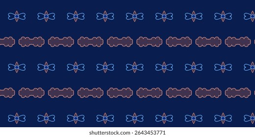 Chic padrão abstrato com elementos azuis e cor-de-rosa em um fundo azul marinho, perfeito para moda, tecnologia ou arte digital. Moderno, abstrato, elegante, chique, digital.
