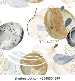 Chic Aqua Terra Brown Francês Cinza Branco Abstracto Geométrico Aquarela Escandinava Design Sem Costura Padrão Papel de Parede Cortina de cama Estofamento Tecido Pastel Presente Envolvendo Papel Fundo Vetor