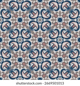 Chic art seamless pattern. Art forms are grouped and arranged in a specific order. Vector image for print, textile, packaging, interior design and your other projects.