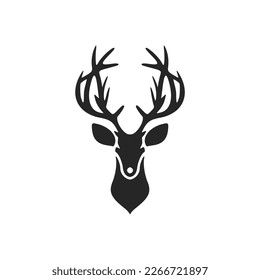 A chic black deer logo. Isolated.