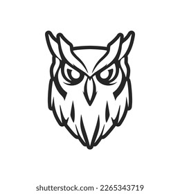 A chic black owl logo. Isolated.