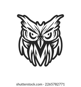 A chic black owl logo. Isolated on a white background.