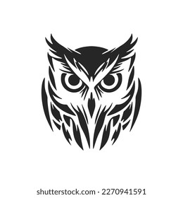 A chic black owl logo. Isolated.