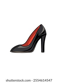 Chic black women’s shoes in a vector illustration for fashion