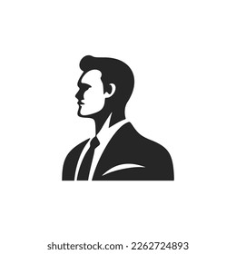 Chic black and white businessman logo. Good for business and brands.