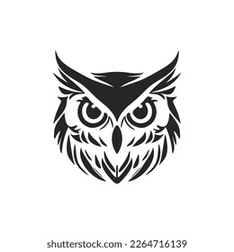 Chic black white vector logo of the owl. Isolated on a white background.