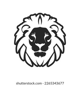 The chic black white vector logo of the lion. Isolated.