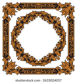 Chic Bloom Ornamental Frames with Premium Gold Geometric Flair

 Vector