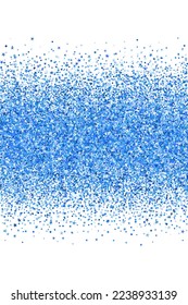 Textura de dispersión de grano de confeti azul chic. Ruido de partículas de estrella del círculo cuadrado triangular. Decoración de vacaciones. Lujosos elementos de escrúpulos en polvo confetti. La decoración de cumpleaños es una bandeja brillante