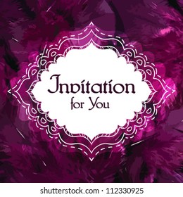 Chic bright purple background with romantic vintage frame