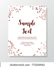Chic card with pink gold shiny polka dot confetti.
