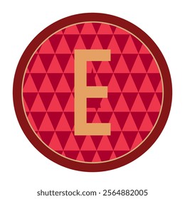 A chic and classy circular design displaying the letter “E” with a deep red border and geometric accents, offering a timeless style for branding or stationery needs.