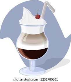 Chic coffee cocktail in a glass box and with a straw