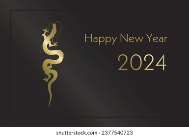 Chic and cool New Year's card template for the Year of the Dragon (black)