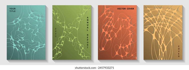 Chic dance party posters. Fluid curve lines net textures. Delicate banner vector templates. Electronic music party posters set fluid wavy graphic design.