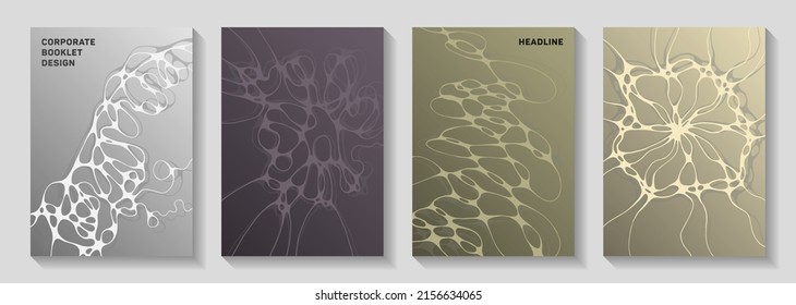 Chic disco party flyers. Smooth curve lines meshwork backdrops. Vivid notebook vector templates. Night party posters collection fluid curves graphic design.