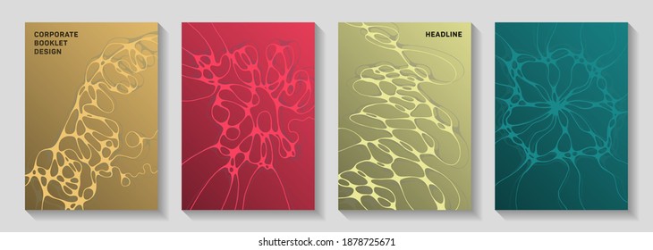 Chic disco party posters. Fluid waves surface backdrops. Flat notebook vector templates. Night party posters collection fluid curves graphic design.