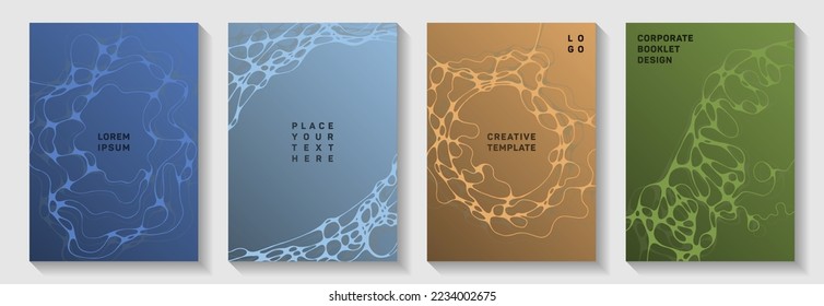 Chic disco party posters. Fluid curve lines ripple backgrounds. Minimalist magazine vector layouts. Electronic music party posters set fluid wavy graphic design.