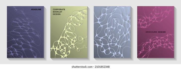 Chic dj party flyers. Fluid curve lines render textures. Stylish magazine vector templates. Night party posters collection fluid curves graphic design.
