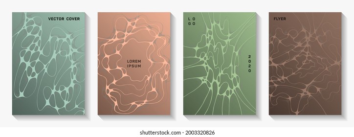 Chic dj party posters. Marble curve lines geometry backgrounds. Minimal banner vector layouts. Disco party posters and banners fluid wavy graphic design.
