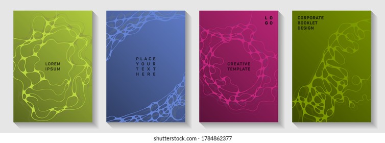 Chic afiches del partido dj. Fusión de ondas suaves. Plantillas vectoriales de páginas de título futuristas. Afiches de fiesta nocturna colección curvas fluidas diseño gráfico.