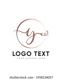 A chic, emanates sophistication and elegance refined script letter type Y  logo template, Vector logo for business and company identity 