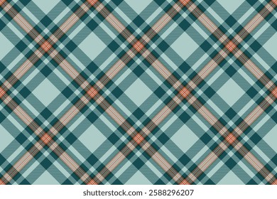 Chic fabric tartan plaid, regular textile pattern seamless. Teenager texture check background vector in pastel and cyan colors palette.