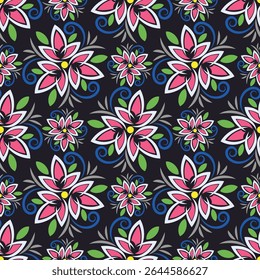 Chic floral arte padrão sem costura. Ilustração vetorial para celebração, festa, feriado, convite e seu projeto. Estilo criativo moderno.