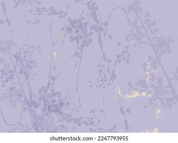 chic floral  background with botanical floral motifs and gold foil touch in purple lilac color palette