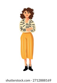 modelo feminino corpo inteiro chique no fundo branco ilustração