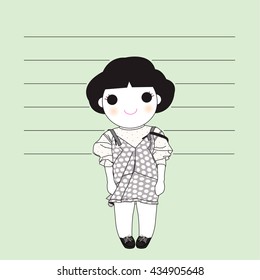 Chic Girl Character Paper Note illustration