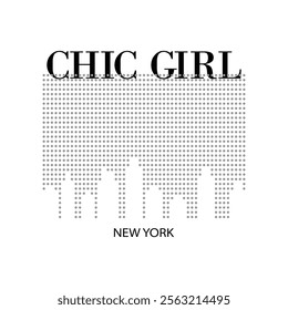 CHIC GIRL, dot city art,  Graphic design print t-shirts fashion, illustration, vector, posters, cards, stickers, mug