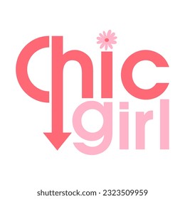 Chic girl, Graphic design print t-shirts fashion, illustration, vector, posters, cards, stickers, mug