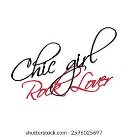 Chic girl Rcok lover, Graphic design print t-shirts fashion, illustration, vector, posters, cards, stickers, mug