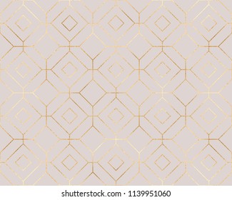 Chic Gold geometrische nahtlose Muster mit Hexagons und Hombusen Fliesen.