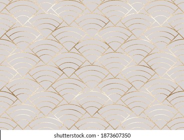 Chic gold geometric seamless pattern with triangle tiles.