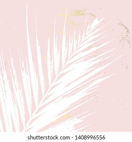  chic gold pink background with tropical palm leaf print worn trendy texture 