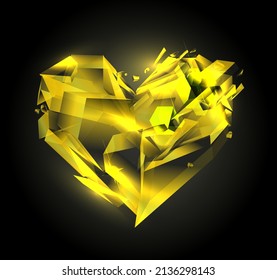 Símbolo del vector del corazón dorado chic sobre fondo oscuro