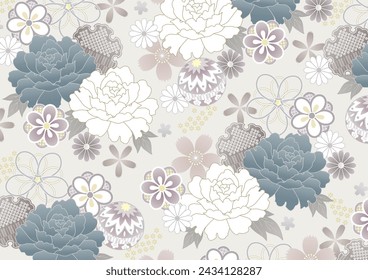 Chic gray and white kimono pattern