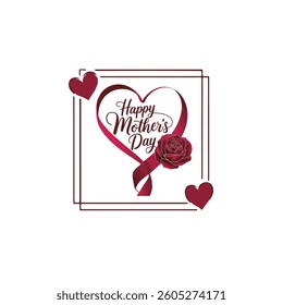 Chic Happy Mother’s Day Script with Heart and Rose
Minimalist Mother’s Day Font Art for Greeting Cards
