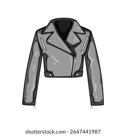chic leather jacket female cartoon. edgy classic, moto sleek, luxe casual chic leather jacket female sign. isolated symbol vector illustration