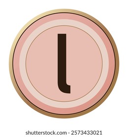 Chic Letter “l” in Romantic Pastel Pink and Gold Circle - A Perfect Valentine’s Accent