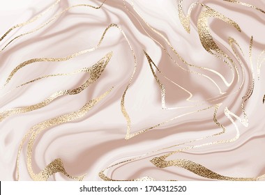 Chic Liquid Marmor Malerei Hintergrund Design mit goldenen Wellen.