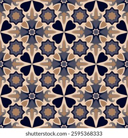 Chic motley seamless pattern. Art forms are grouped and arranged in a specific order. Vector image for print, textile, packaging, interior design and your other projects.