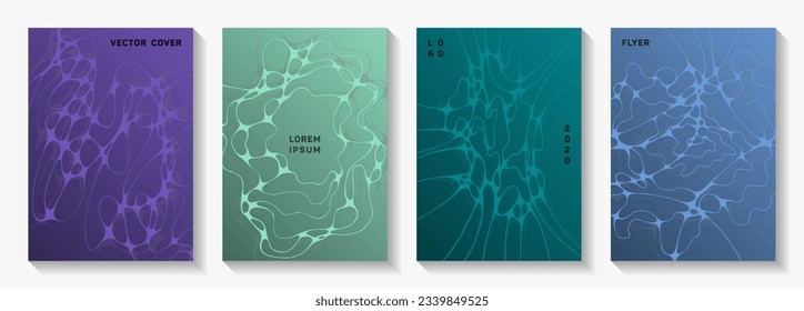 Chic music party flyers. Crossed waves connection backgrounds. Stylish banner vector layouts. Night party posters collection fluid curves graphic design.