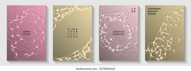 Chic music party posters. Intersecting waves surface backdrops. Trendy cover vector templates. Disco party posters and banners fluid wavy graphic design.