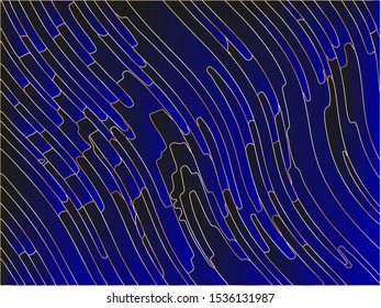 Chic Navy and black background with gold stroke. Dynamic pattern with wavy geometric shapes. Vector graphics for different purposes. Luxury the backdrop