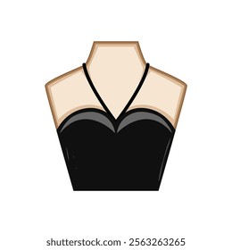 chic neckline dress cartoon. casual evening, cocktail summer, winter spring chic neckline dress sign. isolated symbol vector illustration