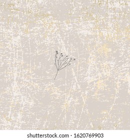 Chic nude beige gold trendy marble grunge texture with minimal thin doodle floral . Elegant background for advertising, interior design, fashion, textile, wedding, etc